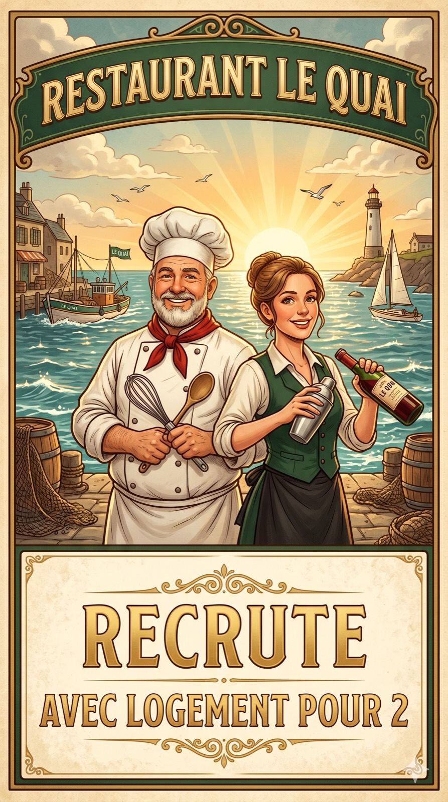 Restaurant Le Quai recrute — avec logement pour 2